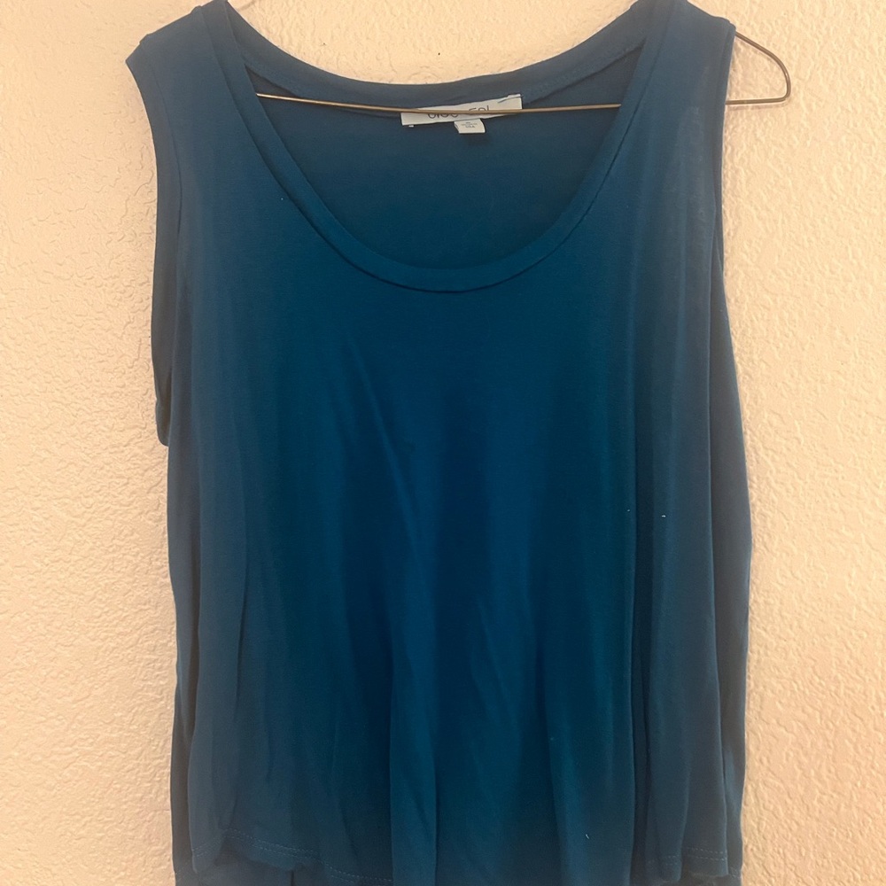 Blue Sol Blue Tank Top with Wide Scooped Neckline and Soft Fabric